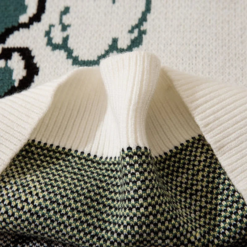Loose Dinosaur Graffiti Knitted Vests