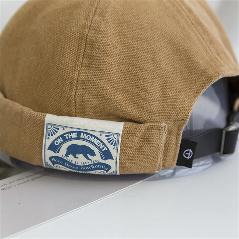 Unisex Cotton Brimless Skullcap – Retro Docker Hat, Hip Hop Streetwear Beanie for Summer & Outdoor Wear