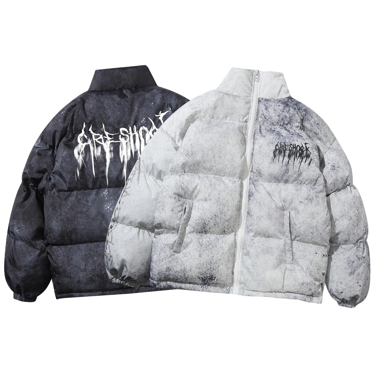 Men’s Hip Hop Oversized Bomber Jacket – Graffiti Streetwear Padded Winter Coat