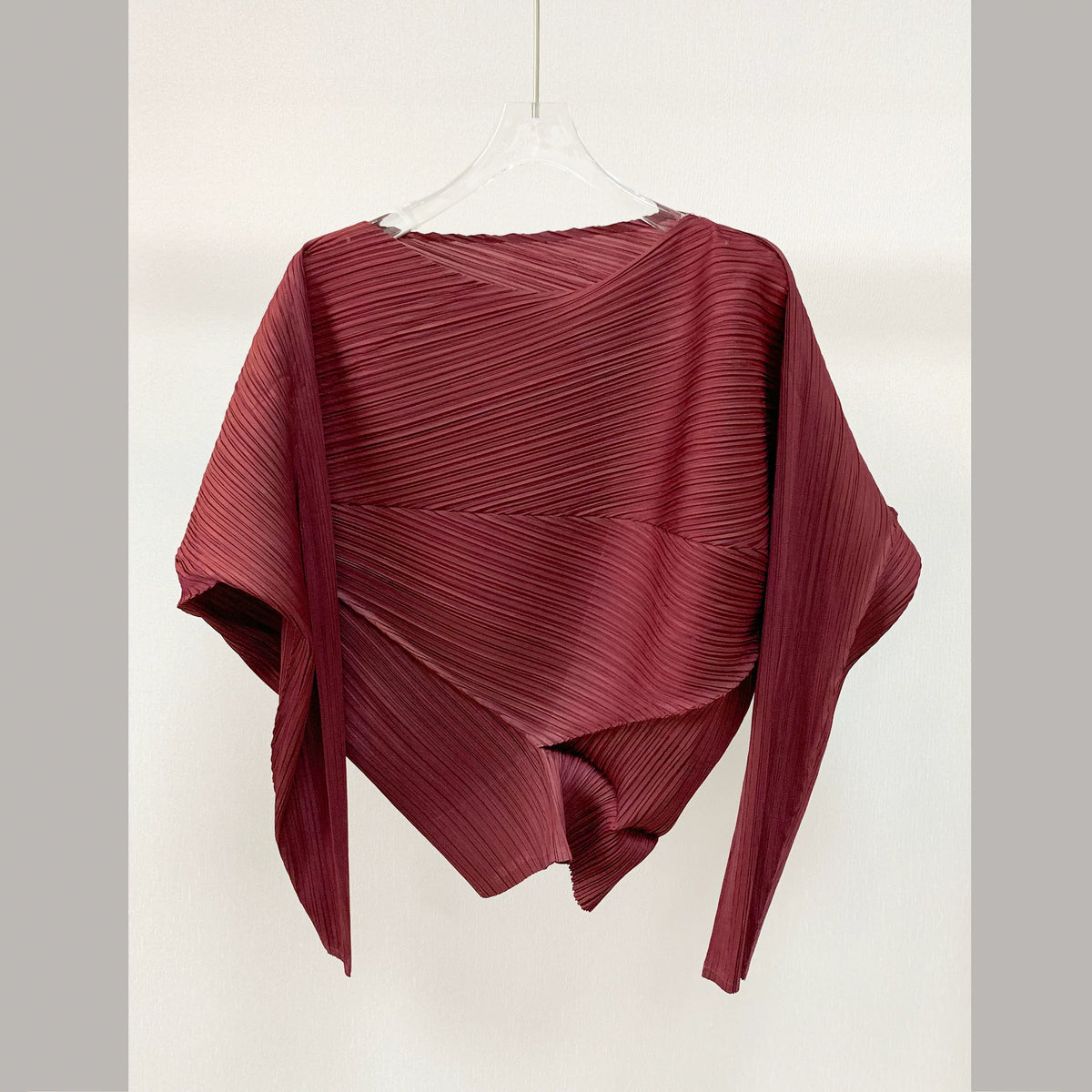 Women’s Miyake Pleated T-Shirt – Solid Color Slim-Fit Spring Top