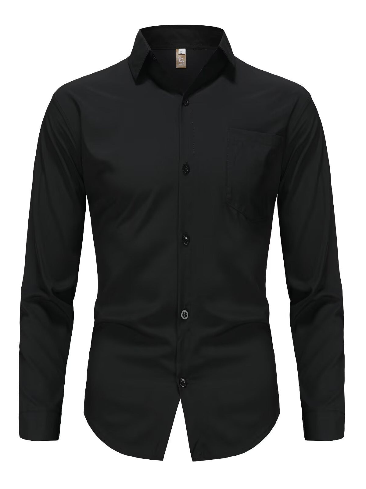 Men's Slim Fit Solid Colour Long-Sleeved Shirt – Smart Business Casual