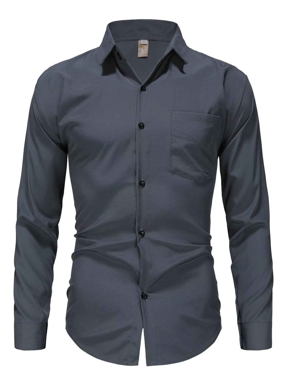 Men's Slim Fit Solid Colour Long-Sleeved Shirt – Smart Business Casual