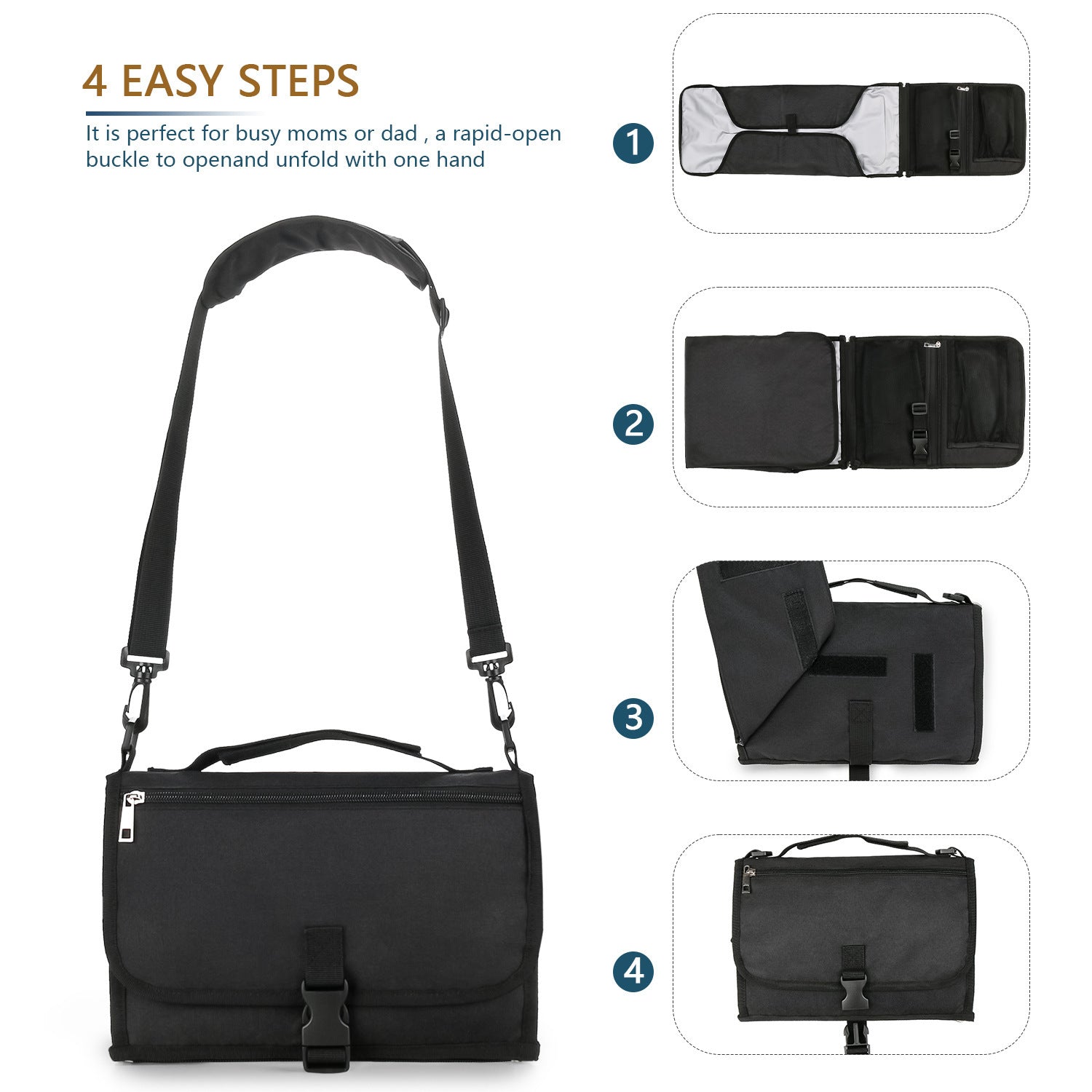 Portable Baby Diaper Changing Pad — Foldable, Waterproof & Travel-Ready (Includes Wet Wipes)