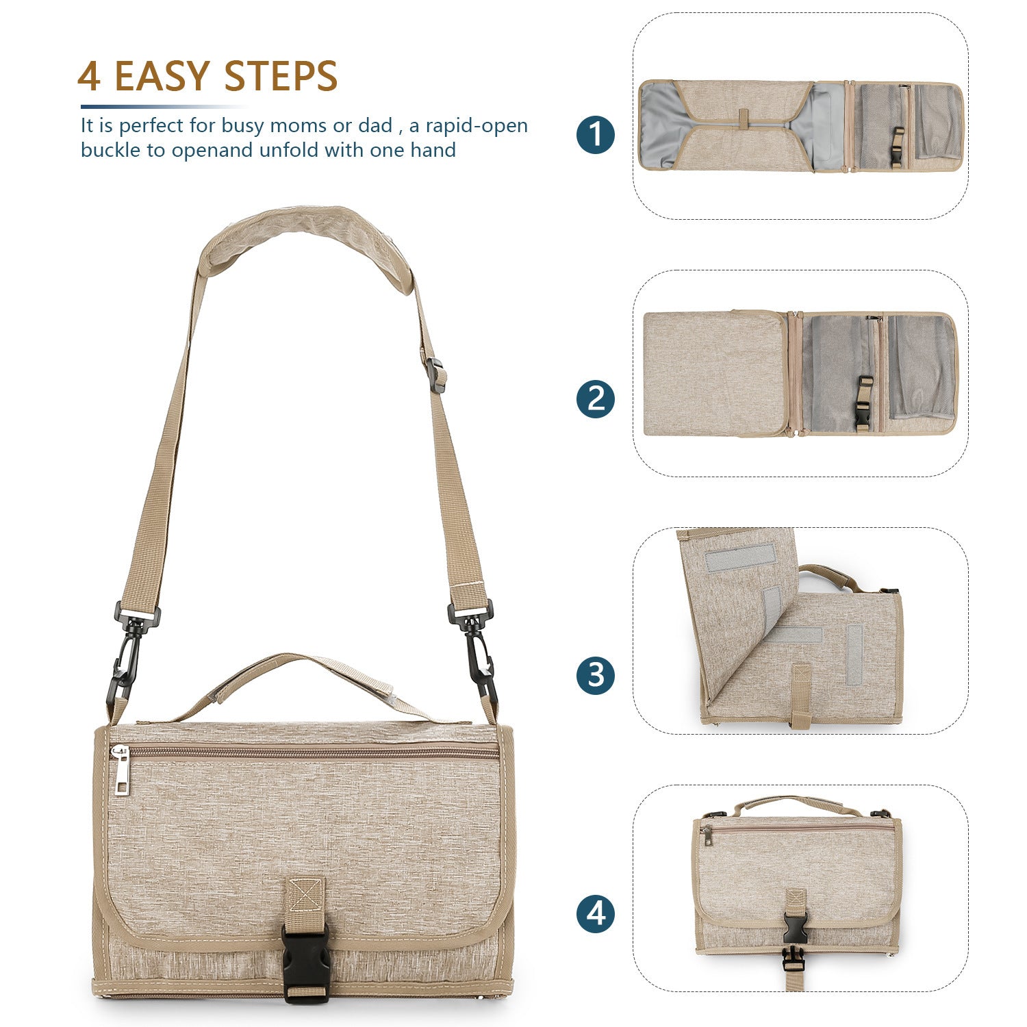 Portable Baby Diaper Changing Pad — Foldable, Waterproof & Travel-Ready (Includes Wet Wipes)