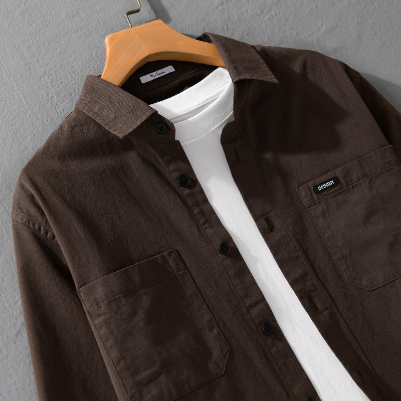 Hong Kong Style Men's Long Sleeve Cotton Casual Shirt – Versatile Everyday Essential