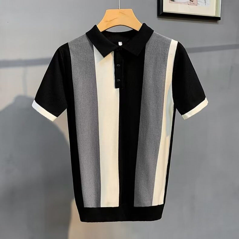 Gentleman's Lapel Ice Silk Polo Shirt – Premium Smart Casual Top
