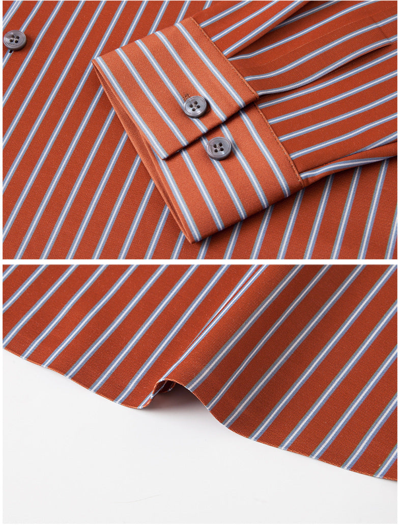 Mulberry Silk Vertical Stripe Business Shirt – Premium Smart Casual