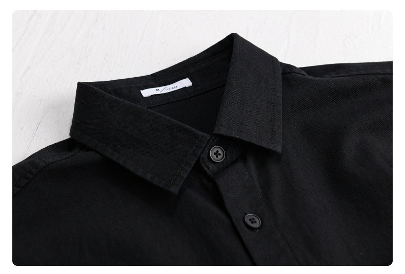 Hong Kong Style Men's Long Sleeve Cotton Casual Shirt – Versatile Everyday Essential