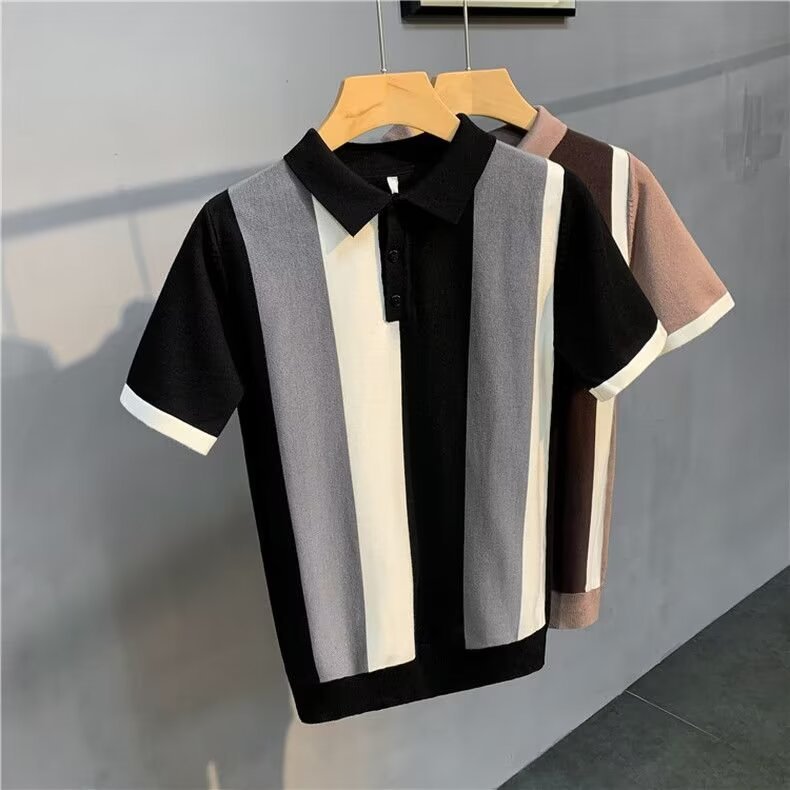 Gentleman's Lapel Ice Silk Polo Shirt – Premium Smart Casual Top