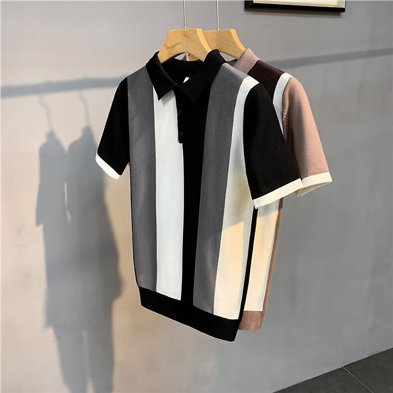 Gentleman's Lapel Ice Silk Polo Shirt – Premium Smart Casual Top