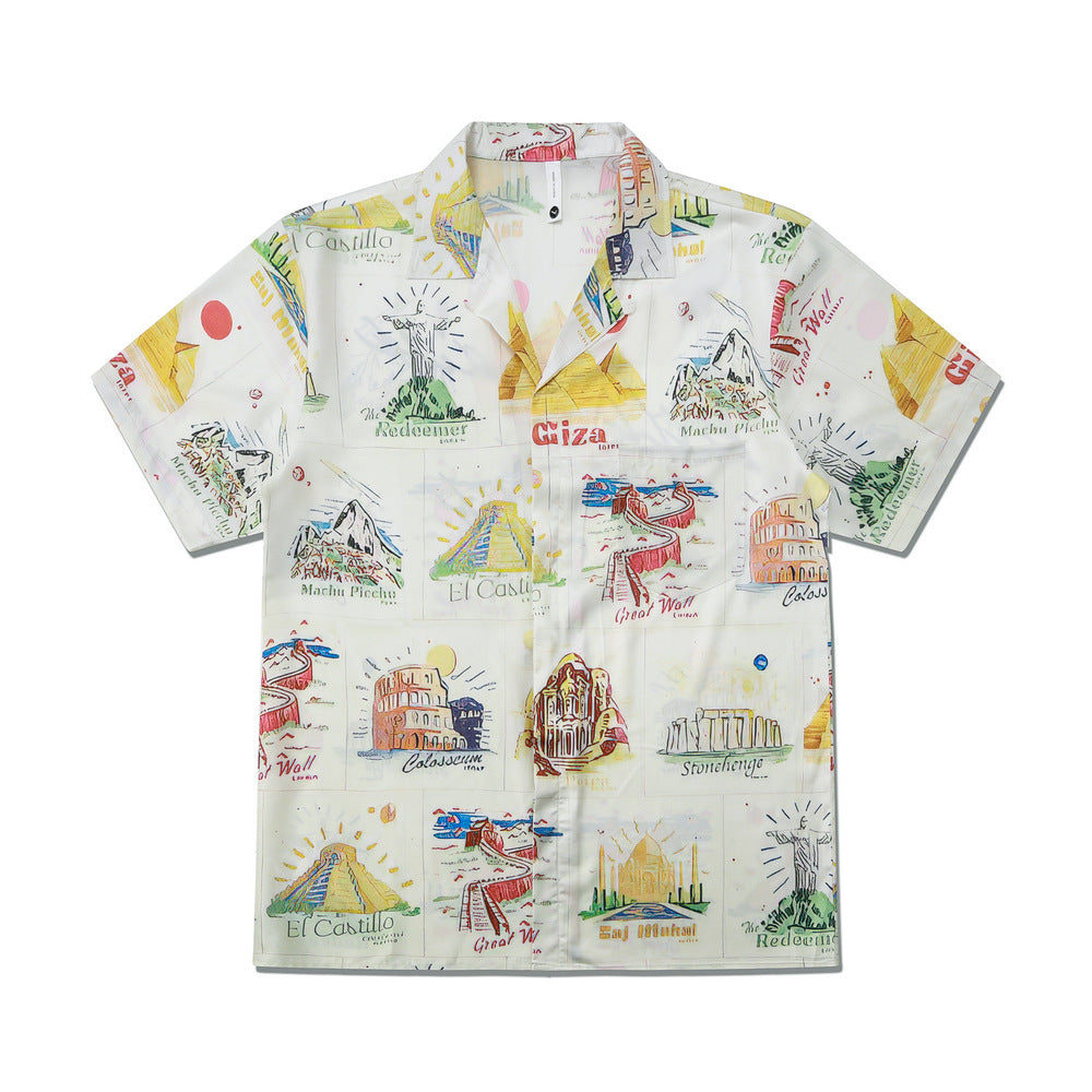 Hawaiian Retro Shell Print Beach Shirt – Relaxed Resort Style