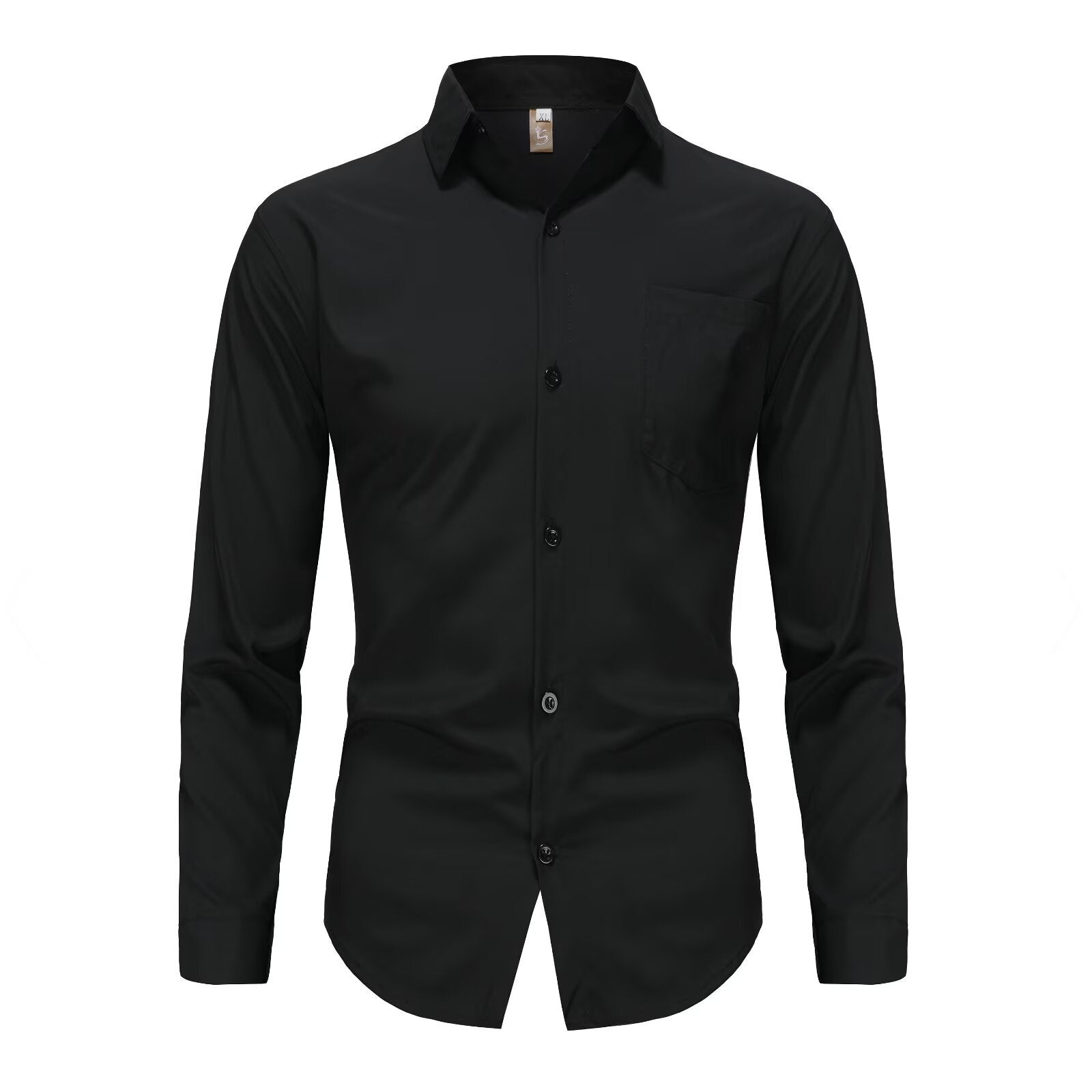 Men's Slim Fit Solid Colour Long-Sleeved Shirt – Smart Business Casual