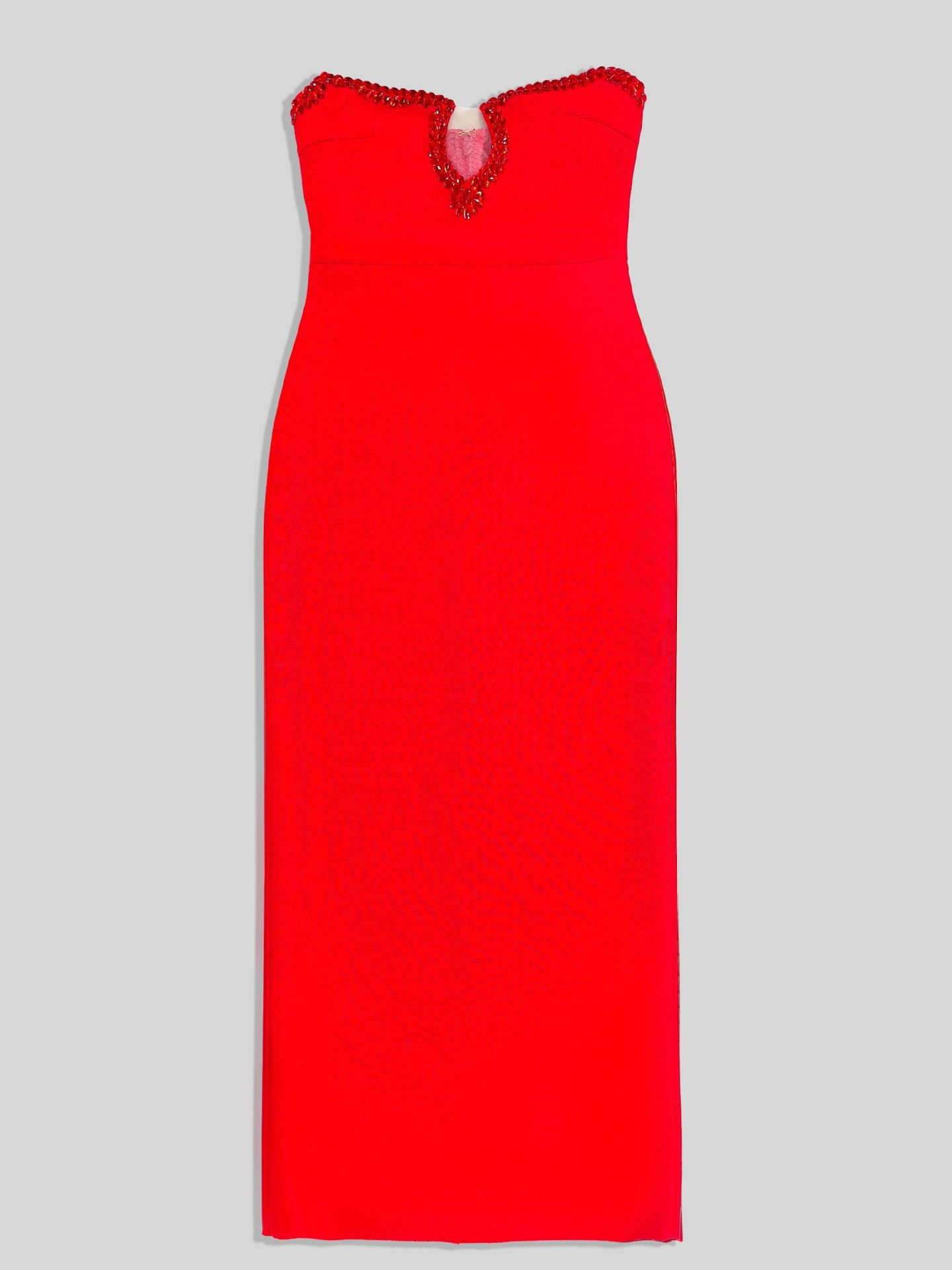 Red Diamond Bandage Evening Dress – Elegant Luxury Bodycon