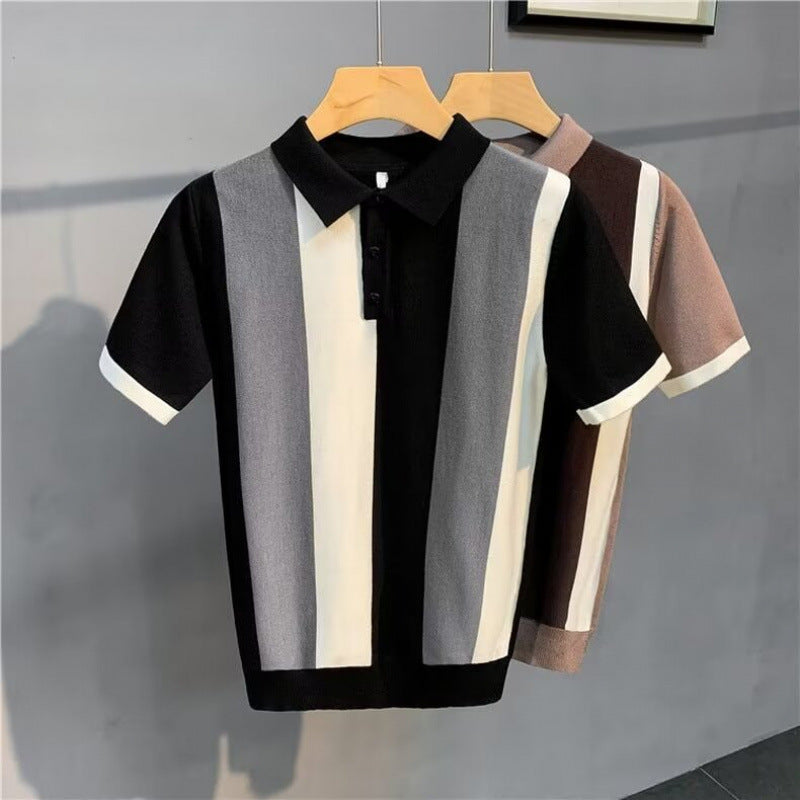 Gentleman's Lapel Ice Silk Polo Shirt – Premium Smart Casual Top