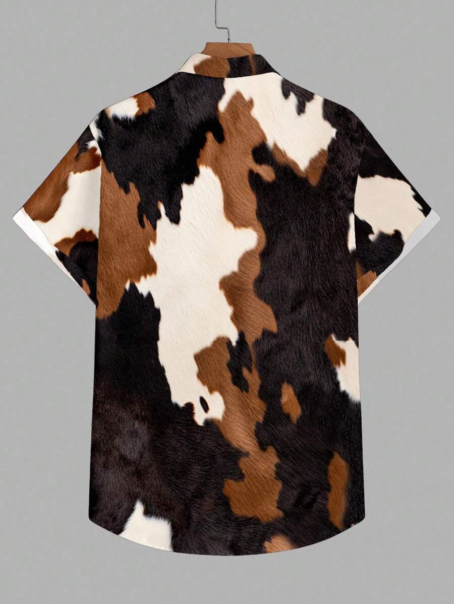 Men's Western Cowboy Leather Print Slim Shirt – Bold Streetwear Style