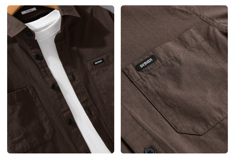 Hong Kong Style Men's Long Sleeve Cotton Casual Shirt – Versatile Everyday Essential