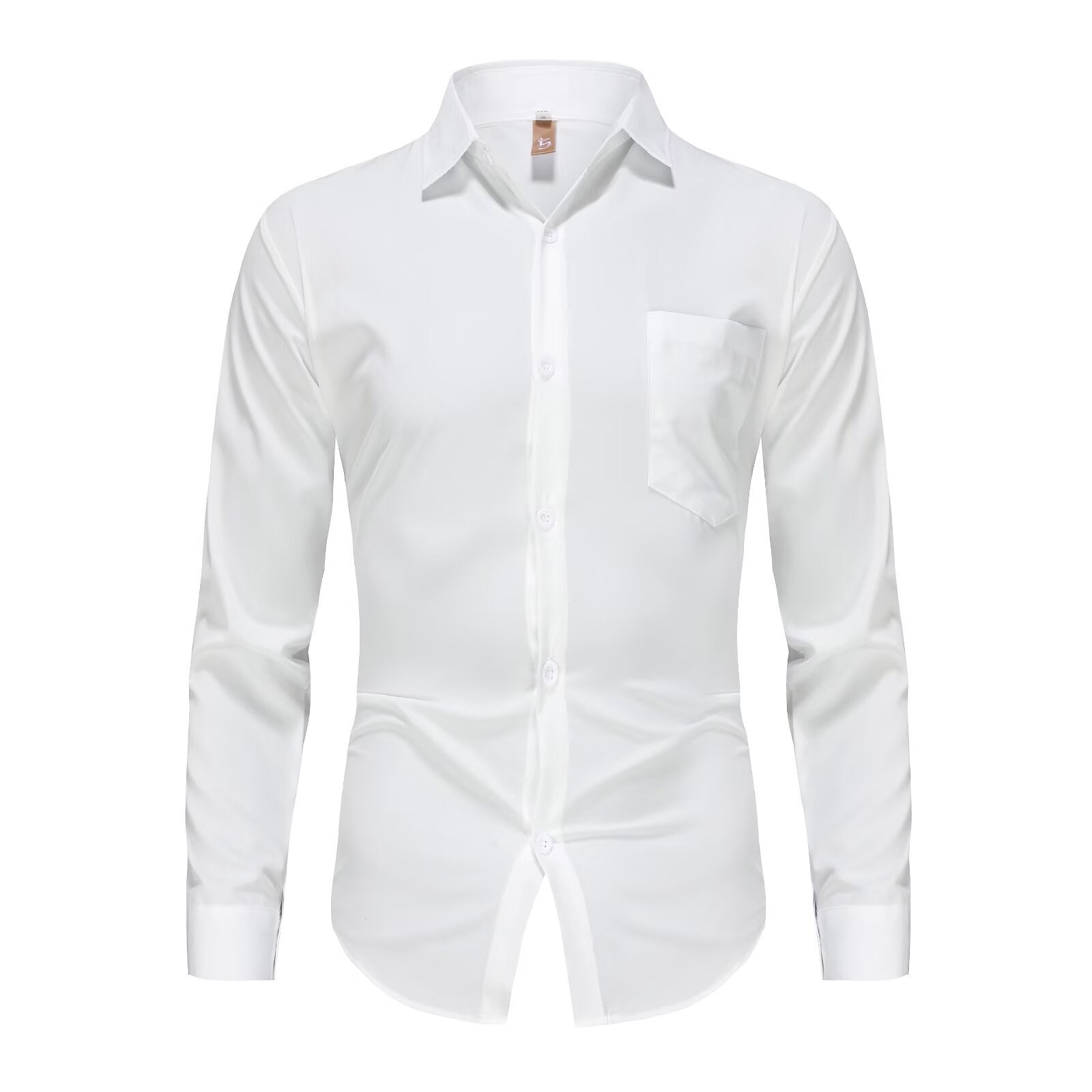 Men's Slim Fit Solid Colour Long-Sleeved Shirt – Smart Business Casual