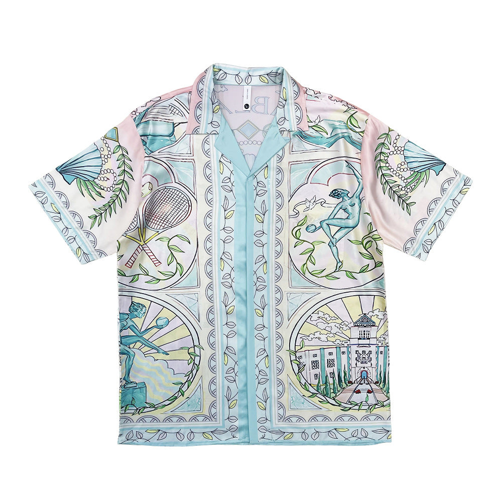Hawaiian Retro Shell Print Beach Shirt – Relaxed Resort Style