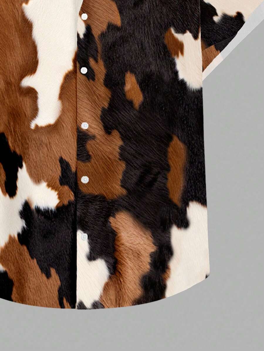 Men's Western Cowboy Leather Print Slim Shirt – Bold Streetwear Style