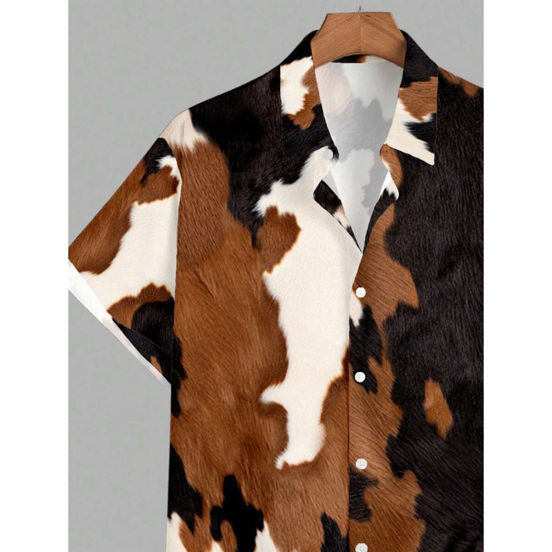 Men's Western Cowboy Leather Print Slim Shirt – Bold Streetwear Style