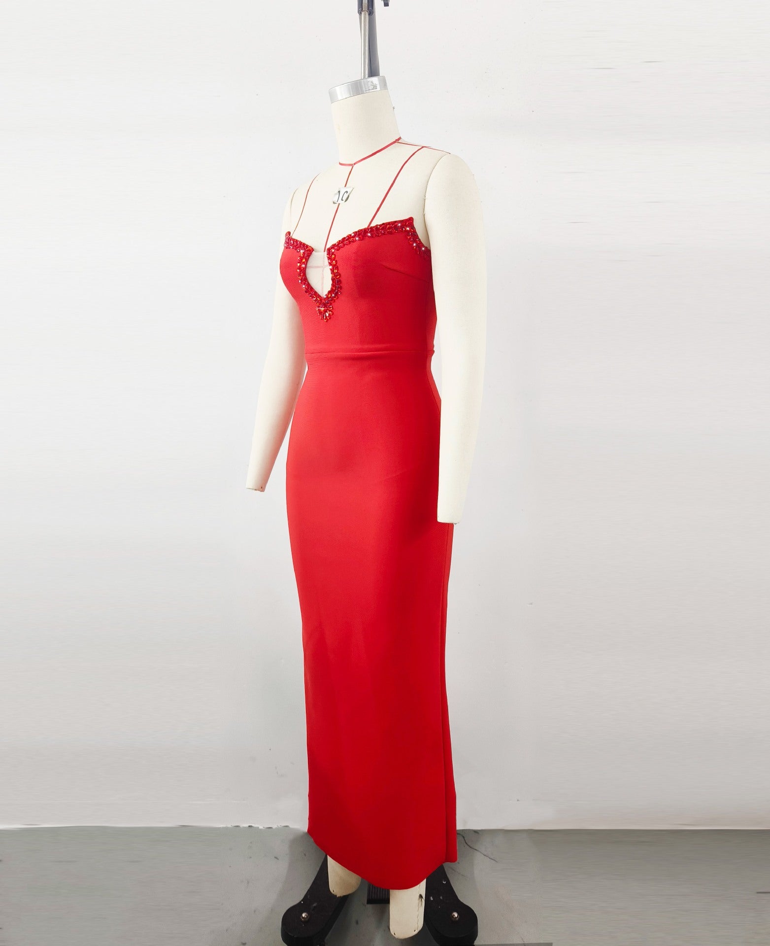 Red Diamond Bandage Evening Dress – Elegant Luxury Bodycon