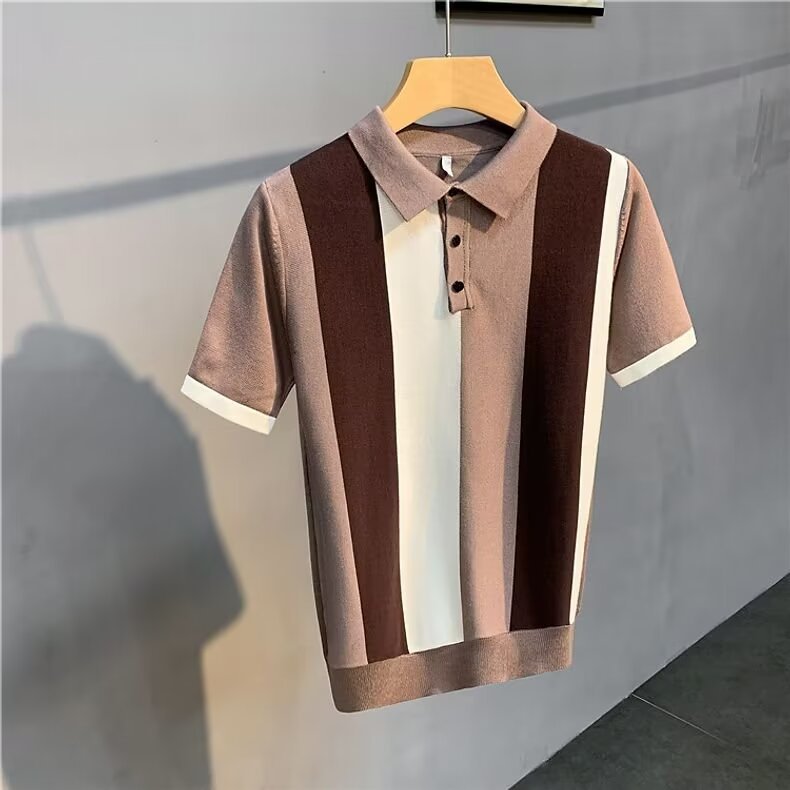 Gentleman's Lapel Ice Silk Polo Shirt – Premium Smart Casual Top