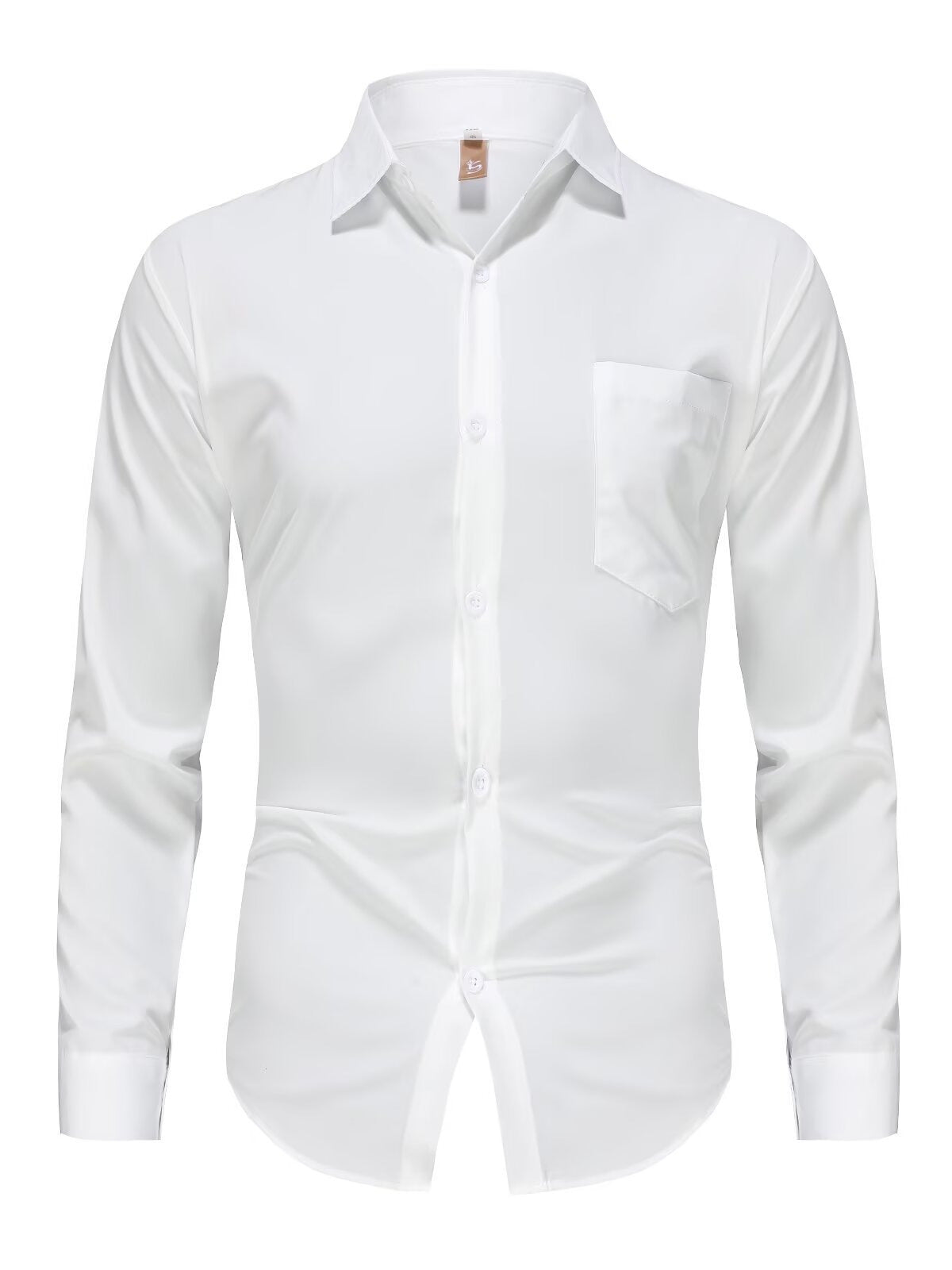 Men's Slim Fit Solid Colour Long-Sleeved Shirt – Smart Business Casual