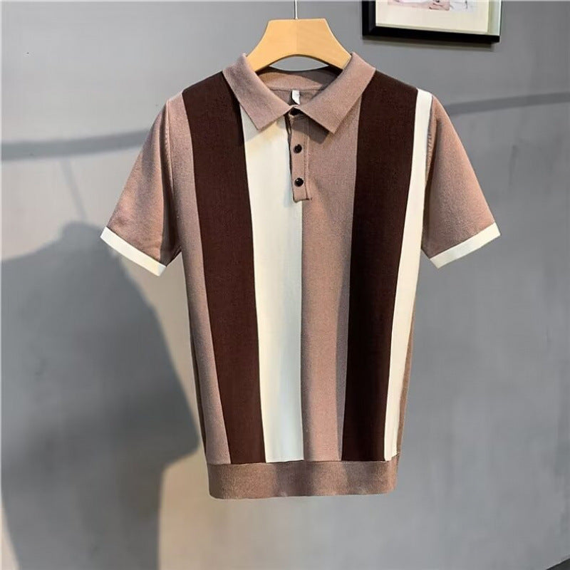 Gentleman's Lapel Ice Silk Polo Shirt – Premium Smart Casual Top