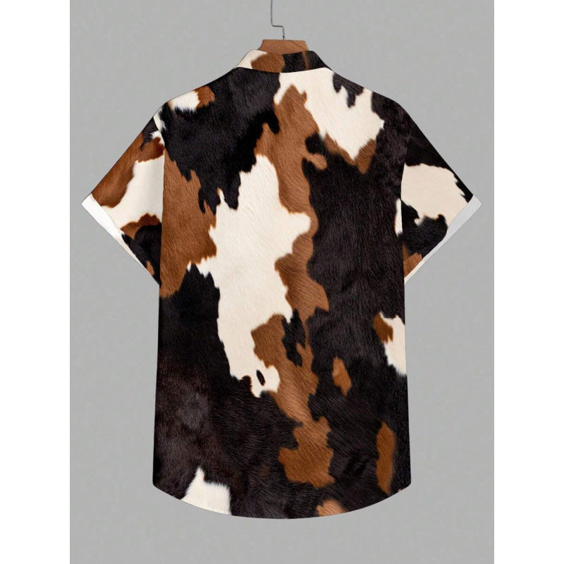 Men's Western Cowboy Leather Print Slim Shirt – Bold Streetwear Style