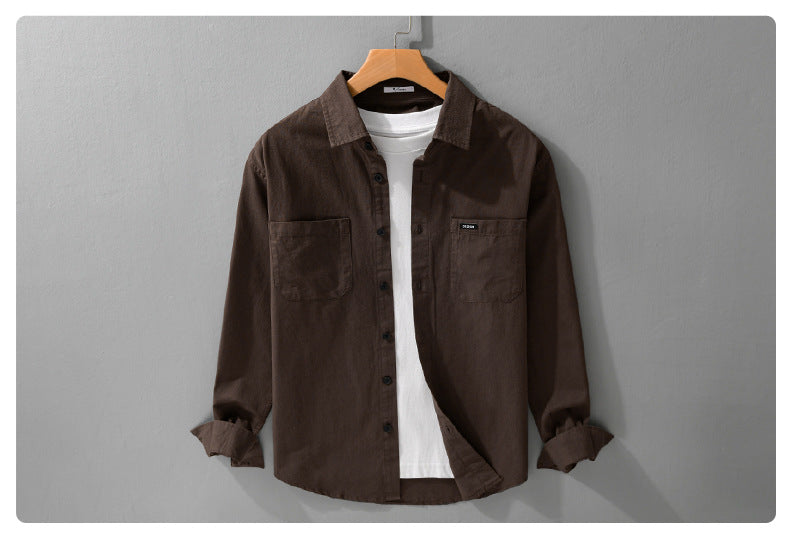 Hong Kong Style Men's Long Sleeve Cotton Casual Shirt – Versatile Everyday Essential