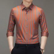 Mulberry Silk Vertical Stripe Business Shirt – Premium Smart Casual