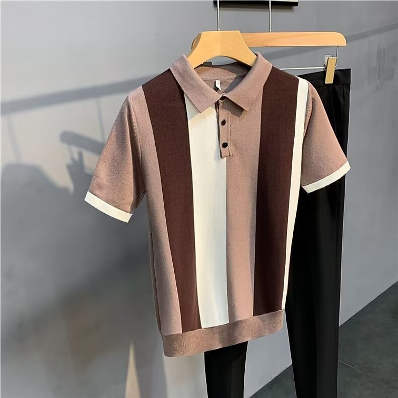 Gentleman's Lapel Ice Silk Polo Shirt – Premium Smart Casual Top