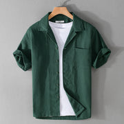 Summer Waffle Short-Sleeve Cuban Collar Shirt – Lightweight & Stylish
