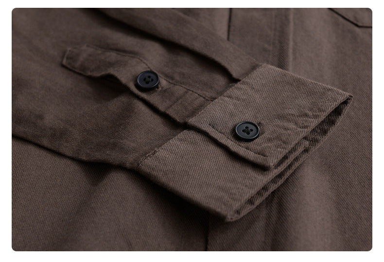 Hong Kong Style Men's Long Sleeve Cotton Casual Shirt – Versatile Everyday Essential
