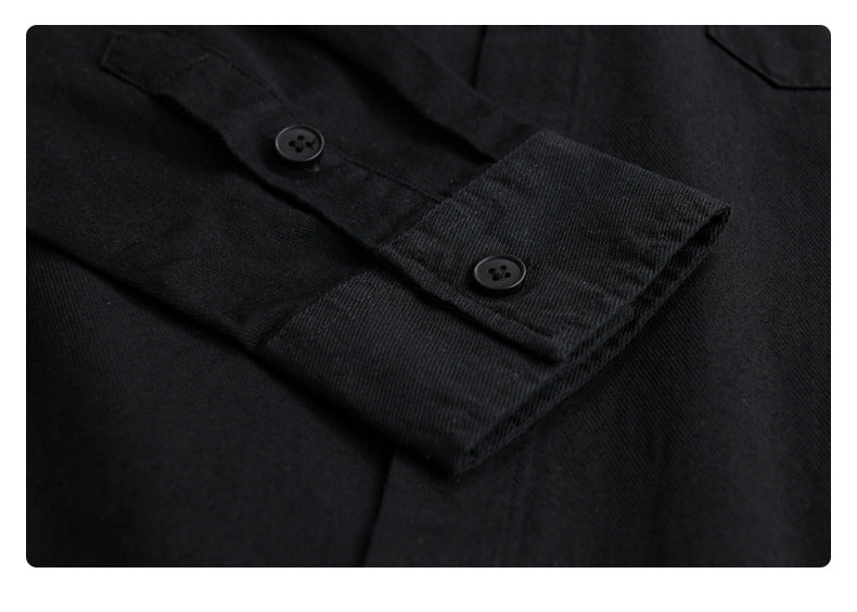 Hong Kong Style Men's Long Sleeve Cotton Casual Shirt – Versatile Everyday Essential
