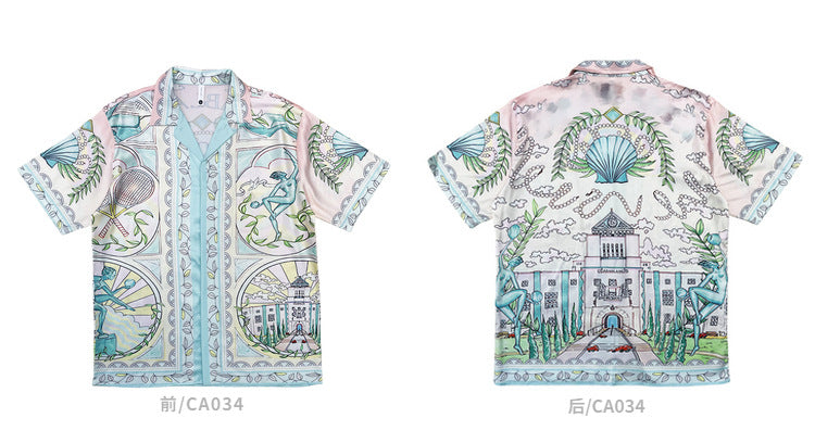 Hawaiian Retro Shell Print Beach Shirt – Relaxed Resort Style