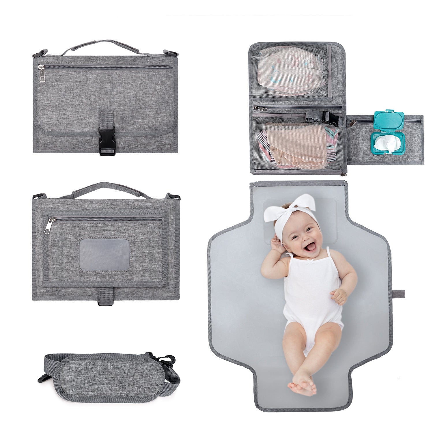 Portable Baby Diaper Changing Pad — Foldable, Waterproof & Travel-Ready (Includes Wet Wipes)