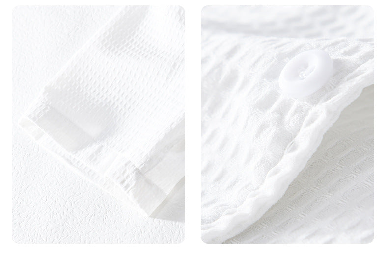Summer Waffle Short-Sleeve Cuban Collar Shirt – Lightweight & Stylish