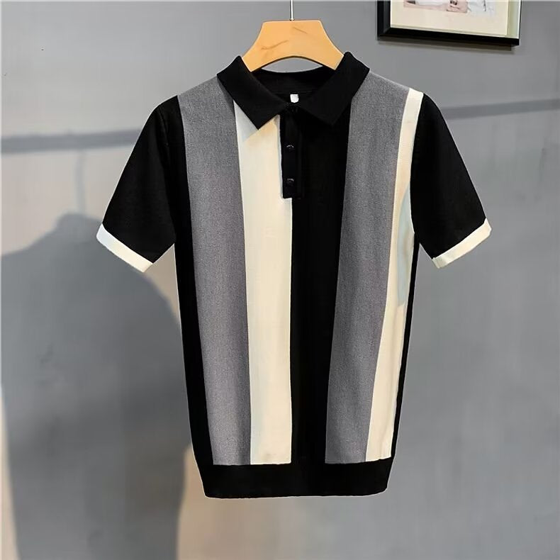 Gentleman's Lapel Ice Silk Polo Shirt – Premium Smart Casual Top