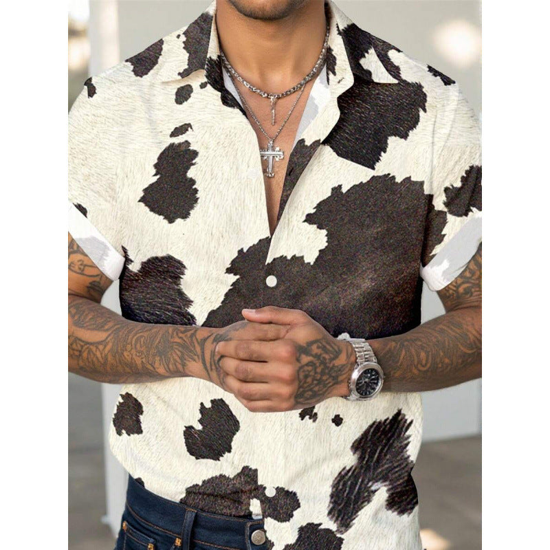 Men's Western Cowboy Leather Print Slim Shirt – Bold Streetwear Style