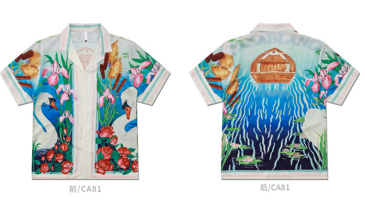 Hawaiian Retro Shell Print Beach Shirt – Relaxed Resort Style