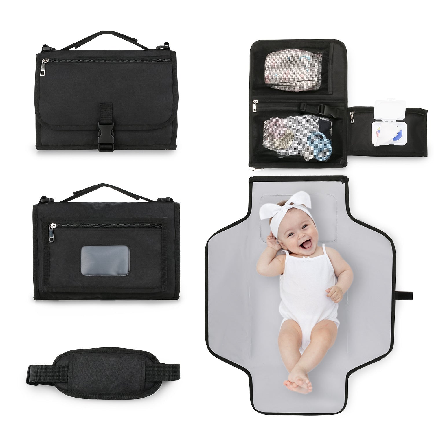 Portable Baby Diaper Changing Pad — Foldable, Waterproof & Travel-Ready (Includes Wet Wipes)