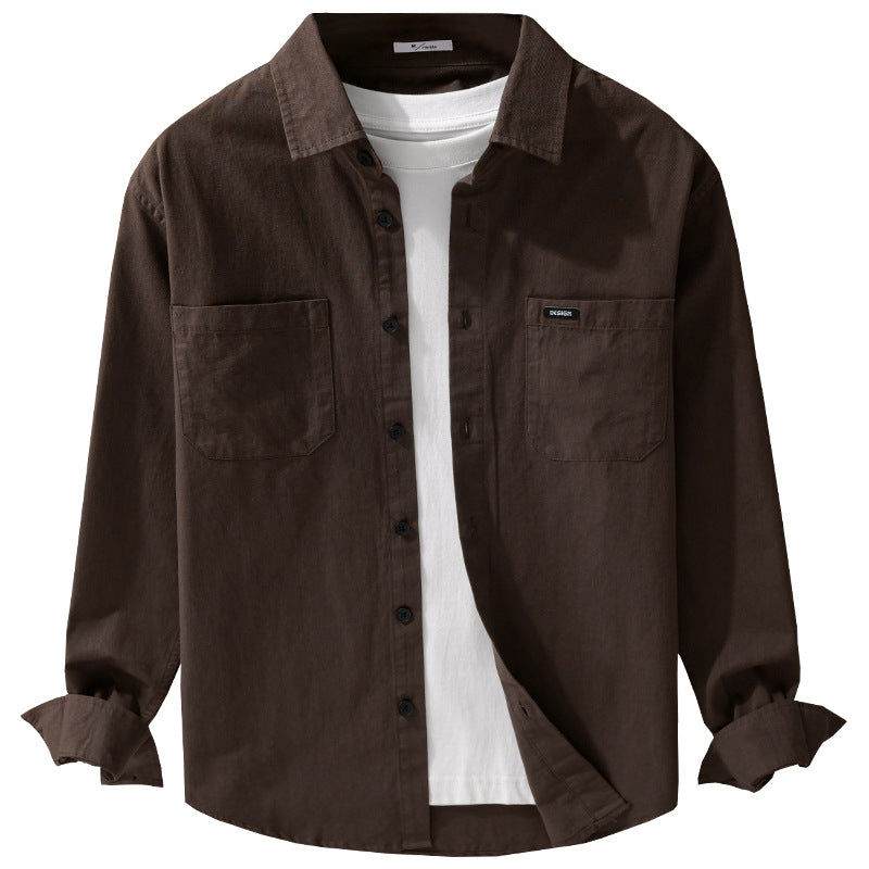 Hong Kong Style Men's Long Sleeve Cotton Casual Shirt – Versatile Everyday Essential