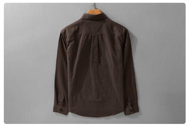 Hong Kong Style Men's Long Sleeve Cotton Casual Shirt – Versatile Everyday Essential