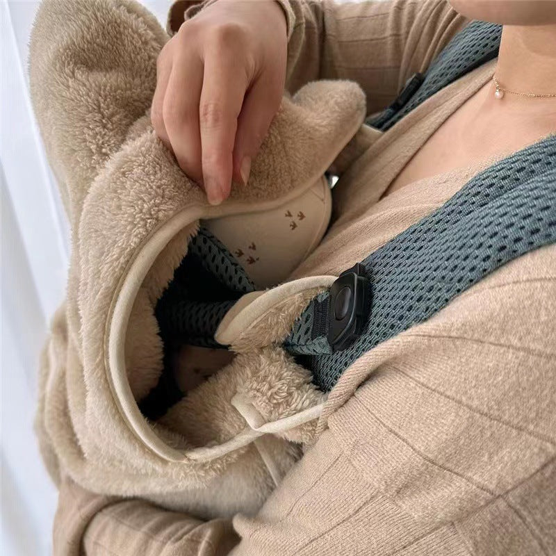 Embroidered Bear Windproof Baby Blanket – Cosy All-Season Pram & Carrier Cover