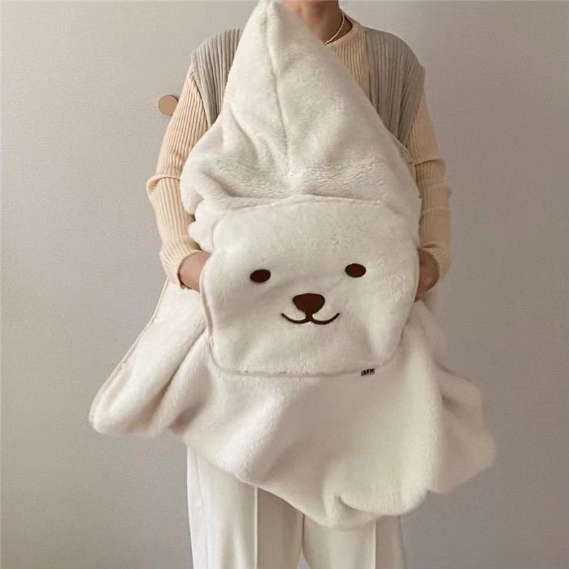 Embroidered Bear Windproof Baby Blanket – Cosy All-Season Pram & Carrier Cover