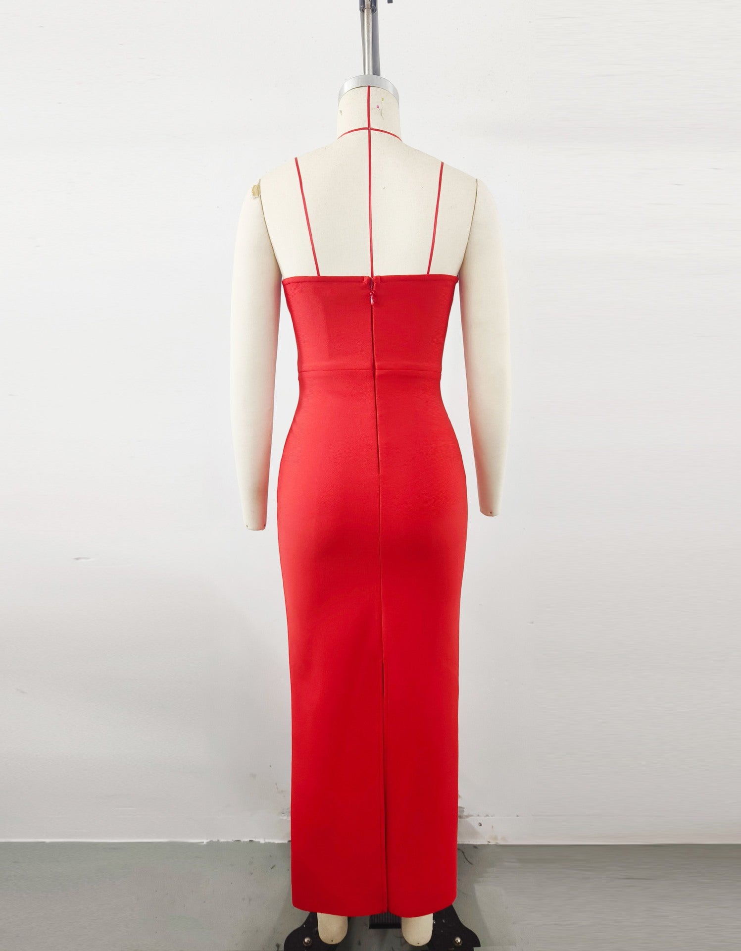 Red Diamond Bandage Evening Dress – Elegant Luxury Bodycon