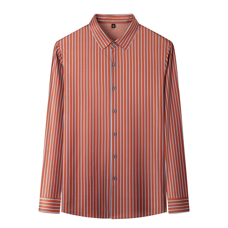 Mulberry Silk Vertical Stripe Business Shirt – Premium Smart Casual