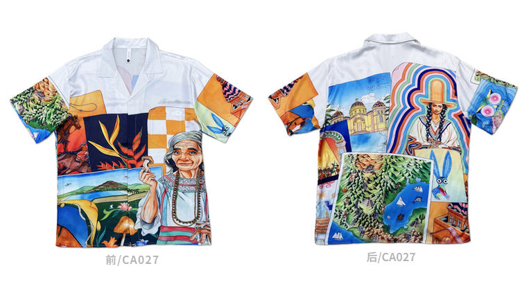 Hawaiian Retro Shell Print Beach Shirt – Relaxed Resort Style