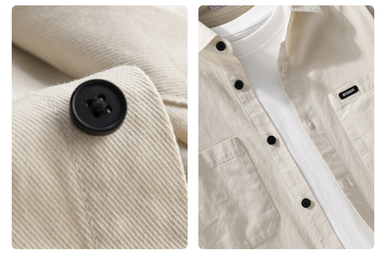 Hong Kong Style Men's Long Sleeve Cotton Casual Shirt – Versatile Everyday Essential
